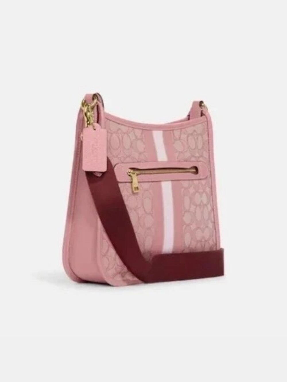 New! RARE Dempsey File Bag In Signature Jacquard With Stripe And Coach Patch - Picture 11 of 11